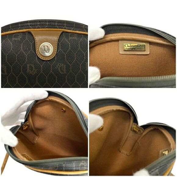 Dior Shoulder Bag Pochette Fastener Mini Bag Pvc Leather Black Beige - Picture 10 of 10